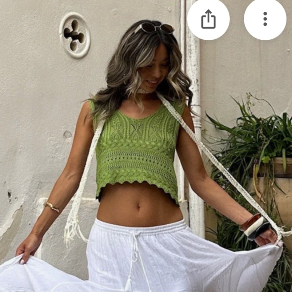 12th Tribe Green Knit Sleeveless Top, NWT, size medium, Boho